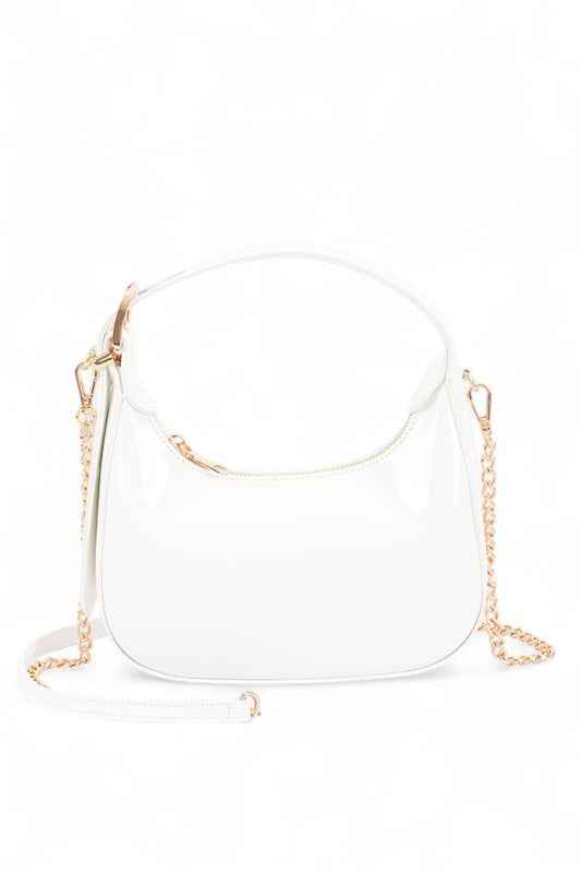 Patent Faux Leather Top Handle Swing Bag