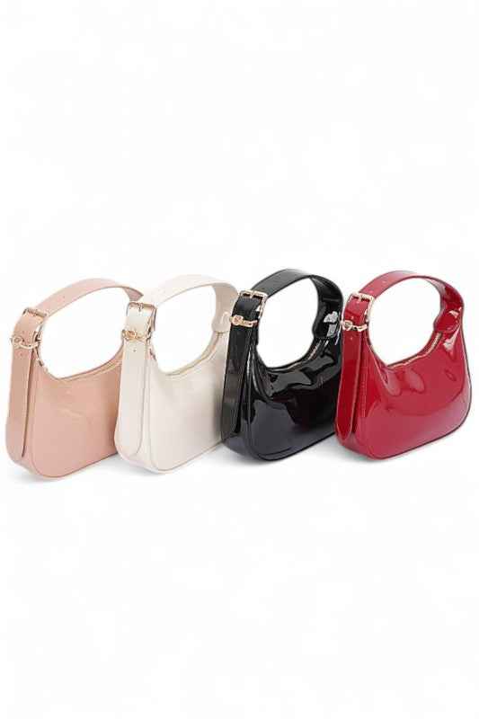 Patent Faux Leather Top Handle Swing Bag