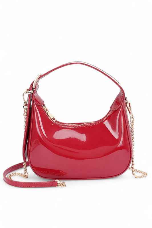 Patent Faux Leather Top Handle Swing Bag