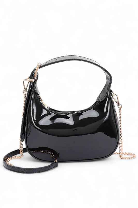 Patent Faux Leather Top Handle Swing Bag
