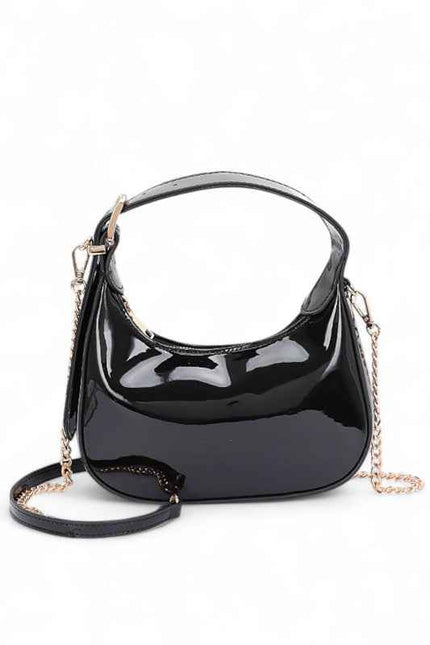 Patent Faux Leather Top Handle Swing Bag