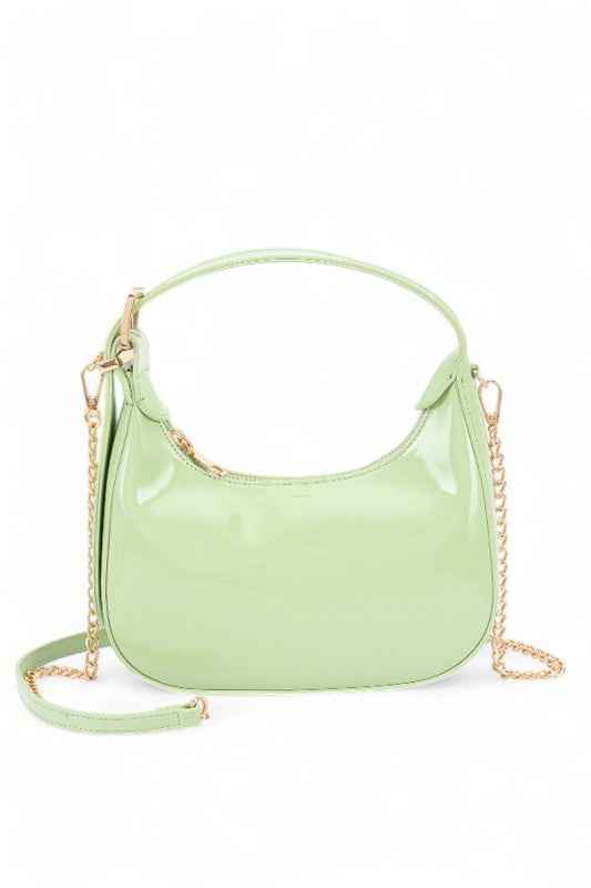 Patent Faux Leather Top Handle Swing Bag