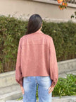 Suede Button Up Solid with Pockets Cropped Jacket