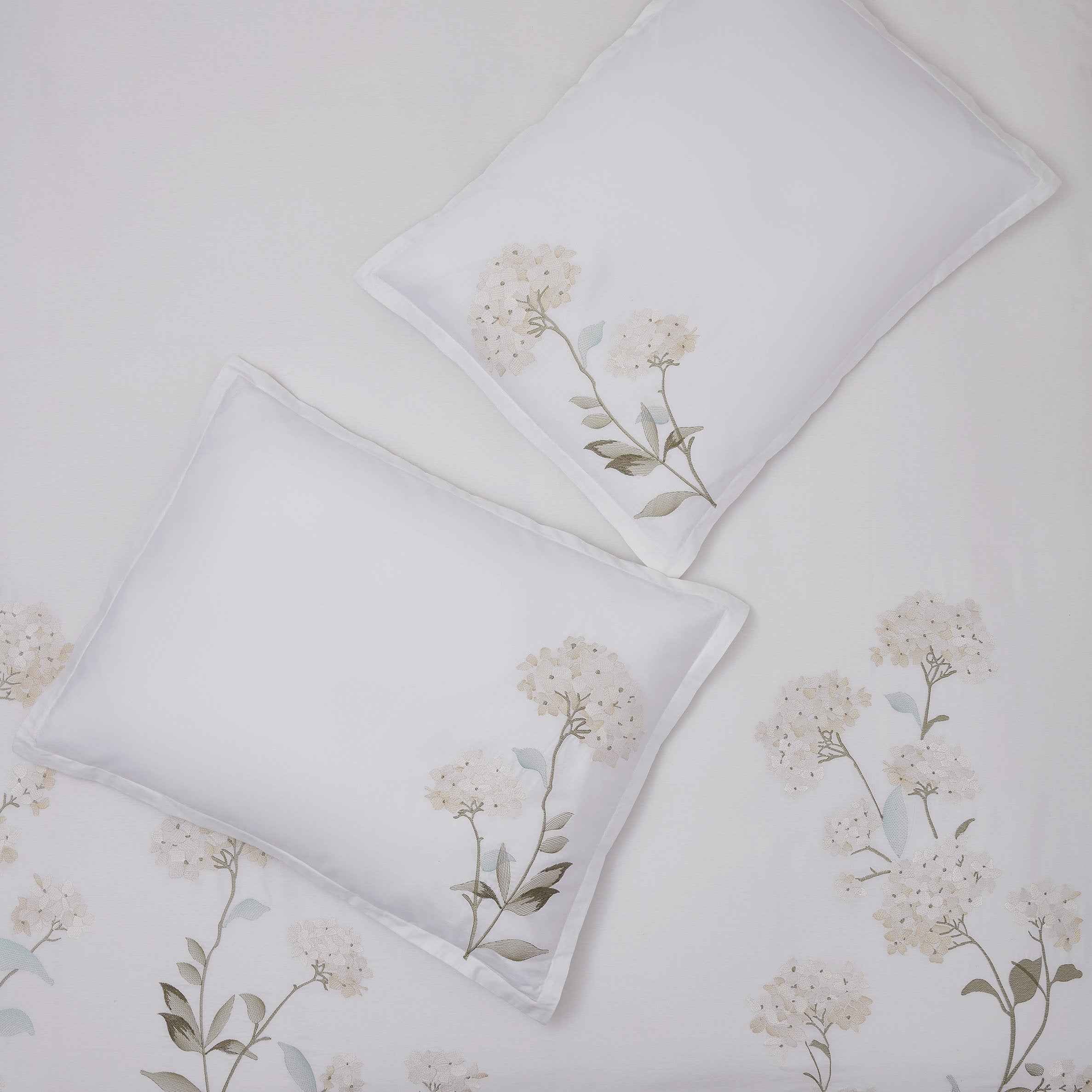 Hydrangea 100% Cotton Embroidered Duvet Cover Set