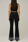 Rhinestone Boot Cut Jean in Black Denim