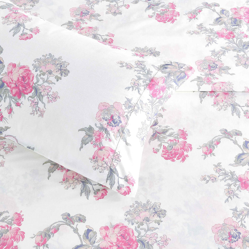 Jardin De Rose Printed Cotton Percale Sheet Set