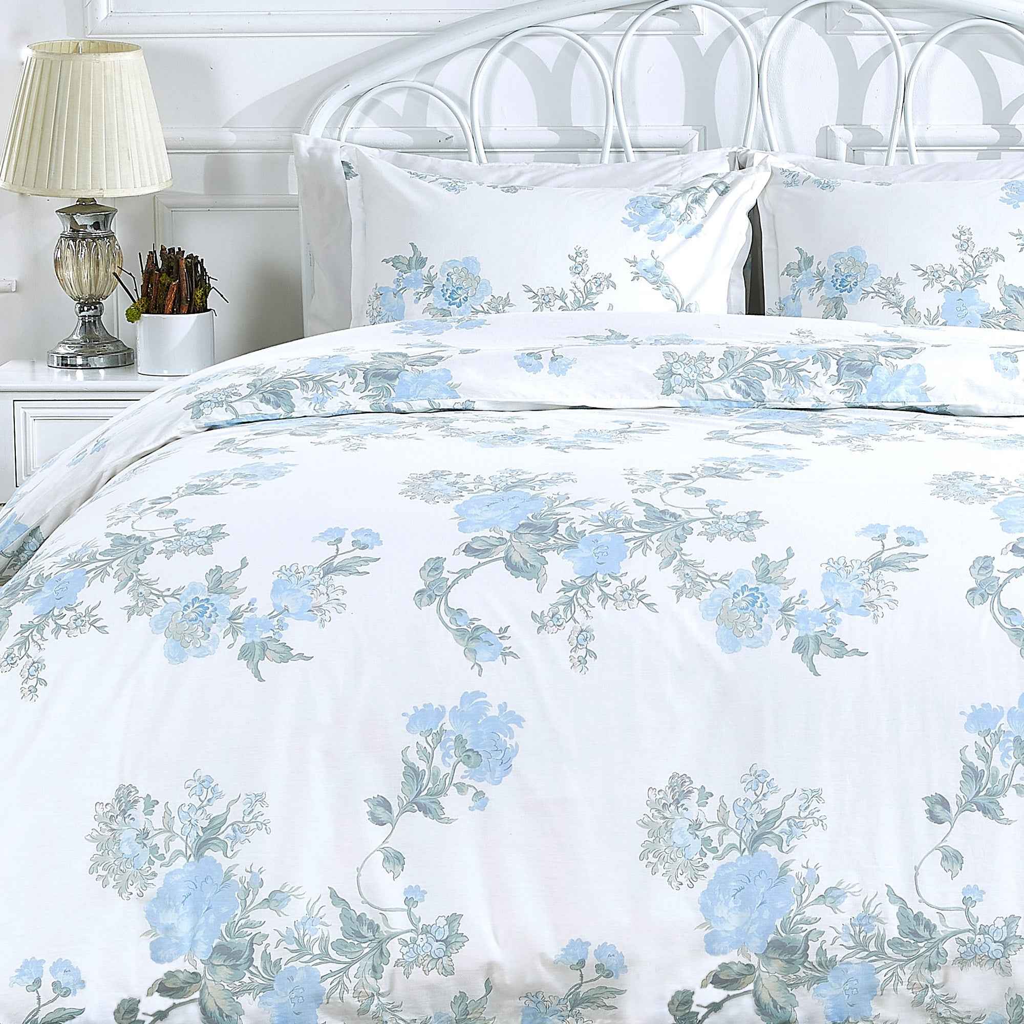 Jardin De Rose Printed Cotton Percale Duvet Set