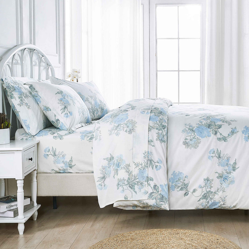 Jardin De Rose Printed Cotton Percale Duvet Set