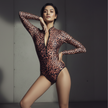 Zipper Swimsuit with Sleeves / Bodysuit / CHEETAH