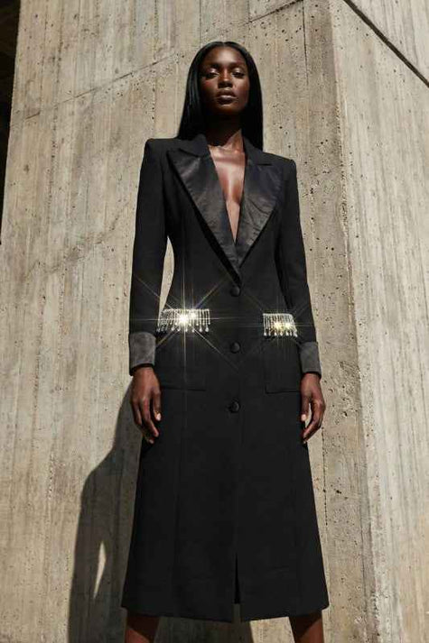Crystal Accent Tailored Blazer Dress