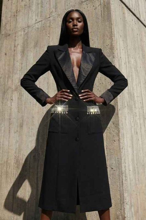 Crystal Accent Tailored Blazer Dress