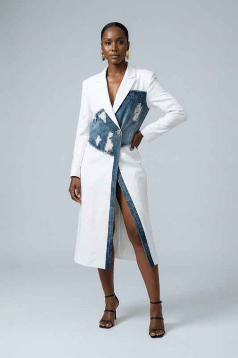 White & Denim Hybrid Blazer Dress