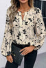 Floral Split Neck Long Sleeve Blouse