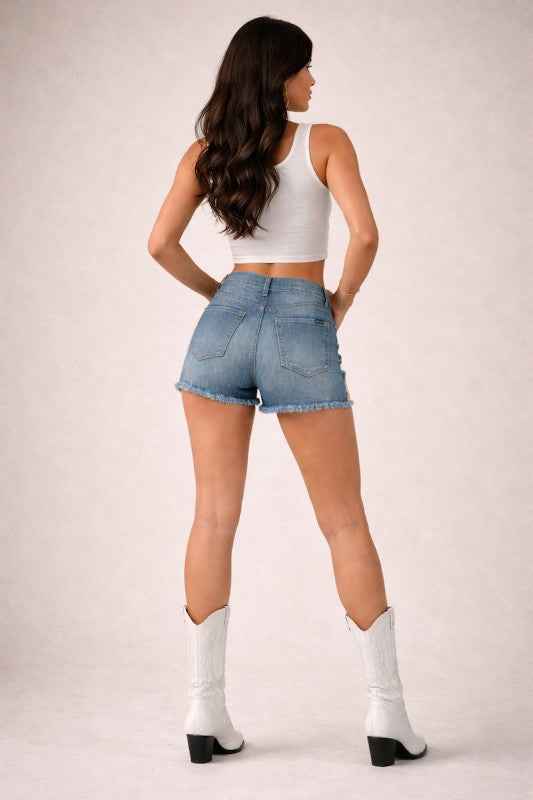 Leopard Fur Denim Short