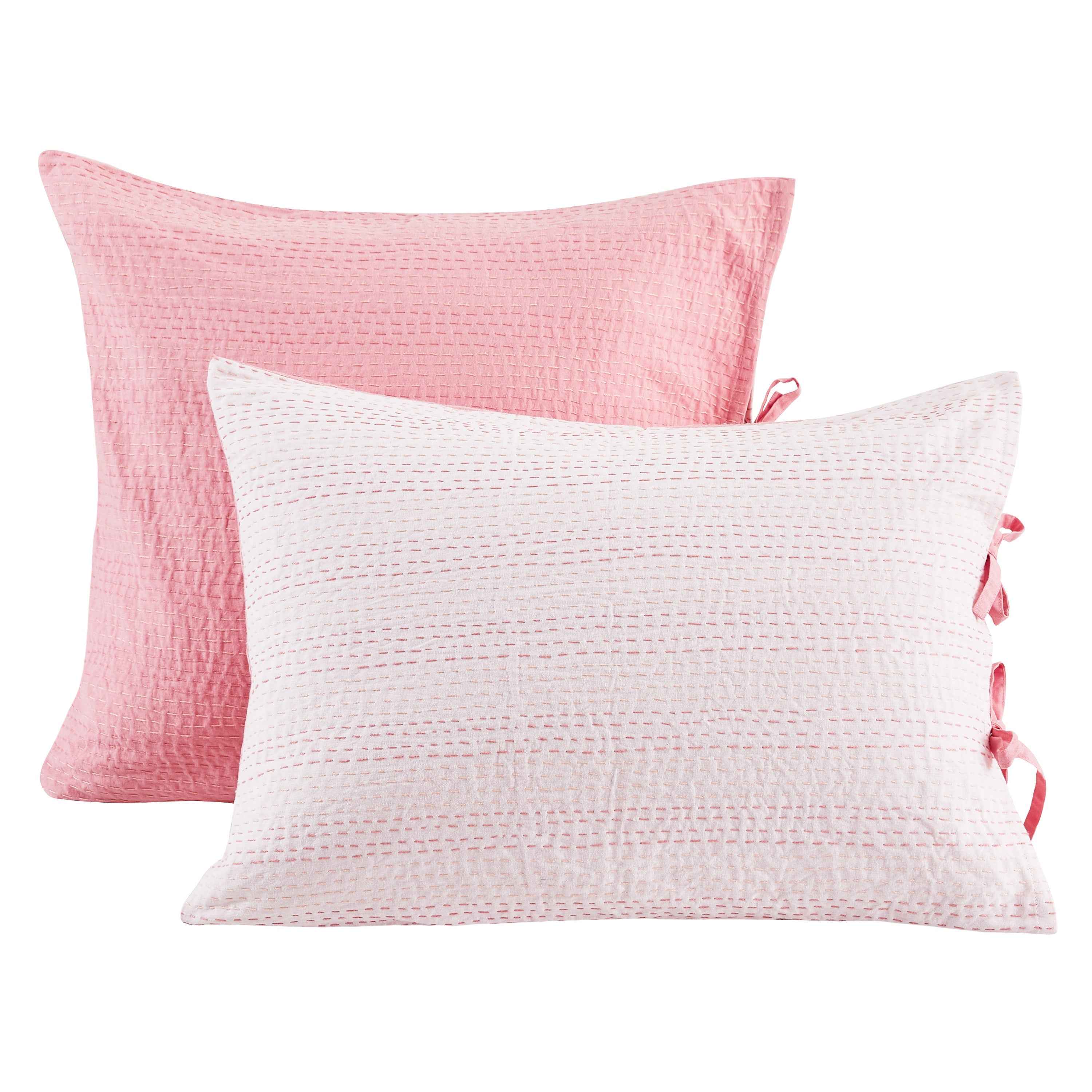 Hand Stitched Reversible Kantha Pillow Sham Pairs