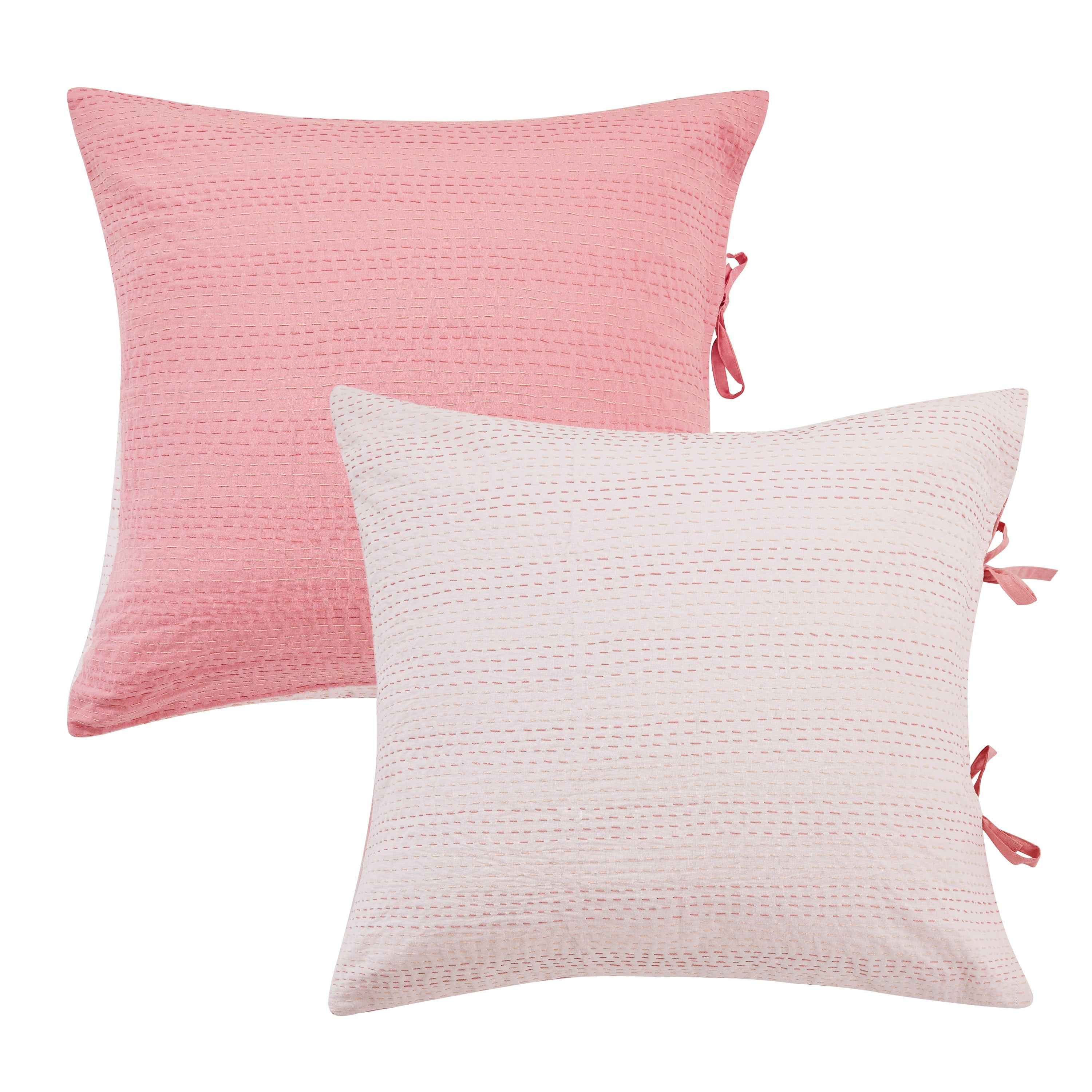 Hand Stitched Reversible Kantha Pillow Sham Pairs