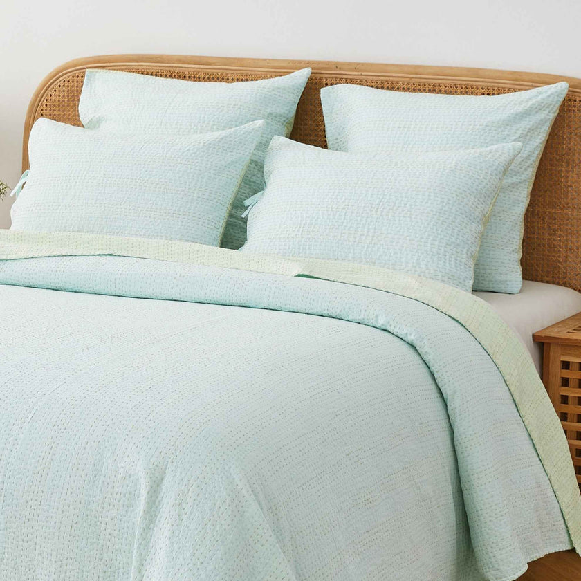 Hand Stitched Reversible Kantha Pillow Sham Pairs