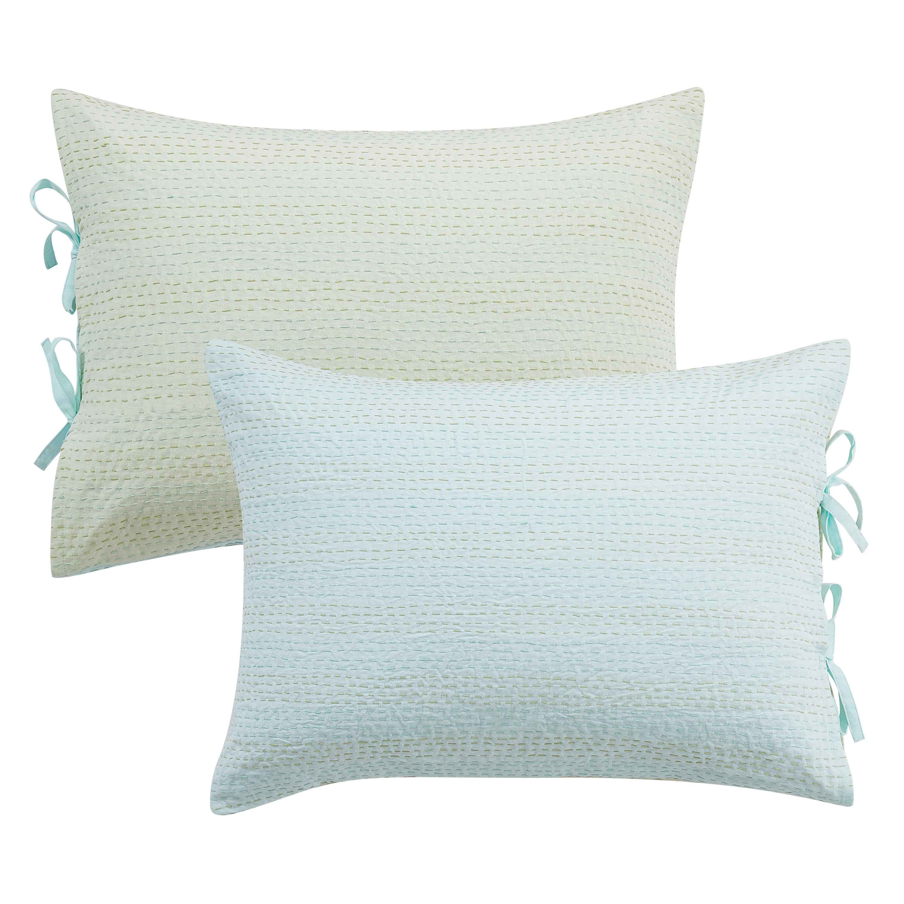 Hand Stitched Reversible Kantha Pillow Sham Pairs