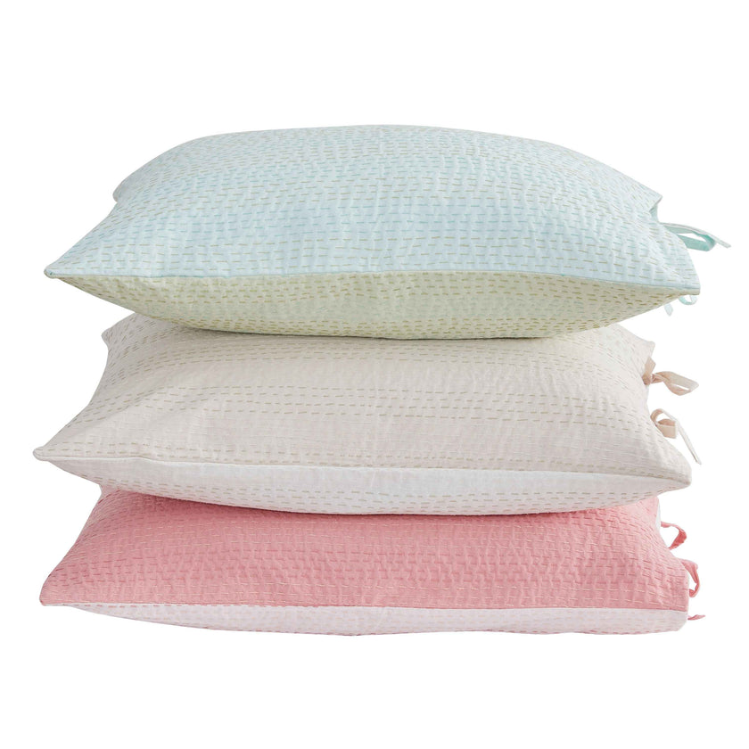 Hand Stitched Reversible Kantha Pillow Sham Pairs