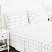 Grid Printed Cotton Percale Sheet Set