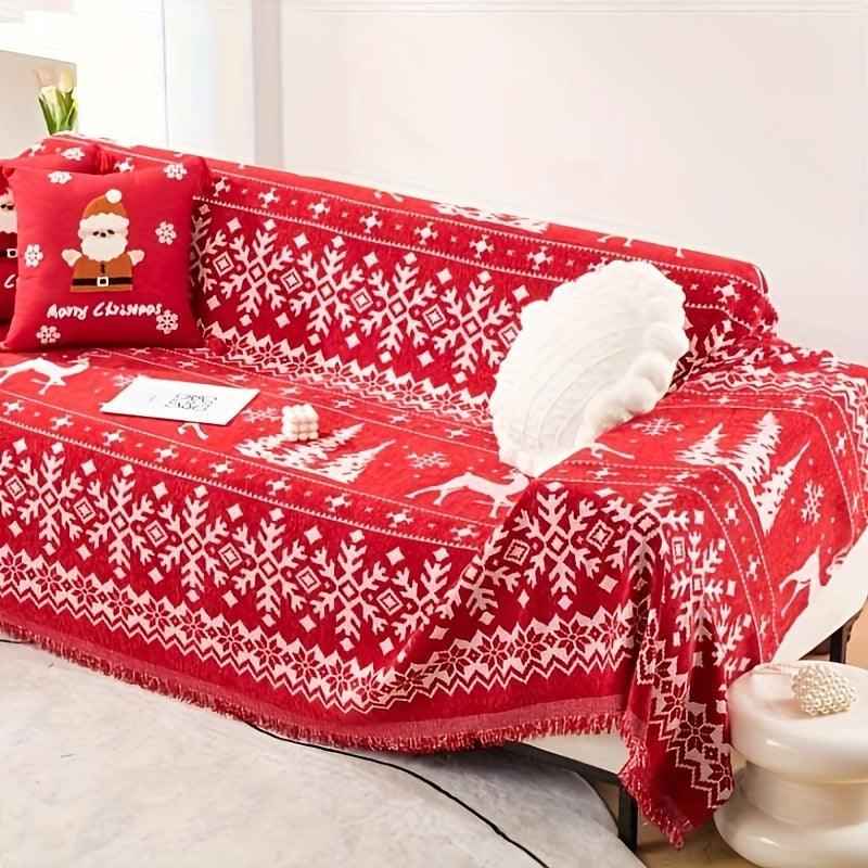 Festive Red Christmas Sofa Cover | Slipcovers for Couches (1-4 Seats)