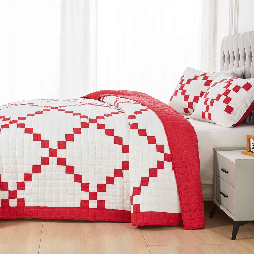 Irish Chain Patchwork Cotton Quilt Set