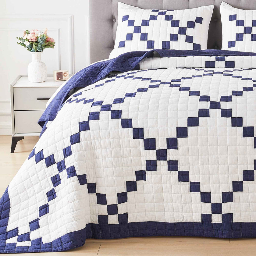 Irish Chain Patchwork Cotton Quilt Set
