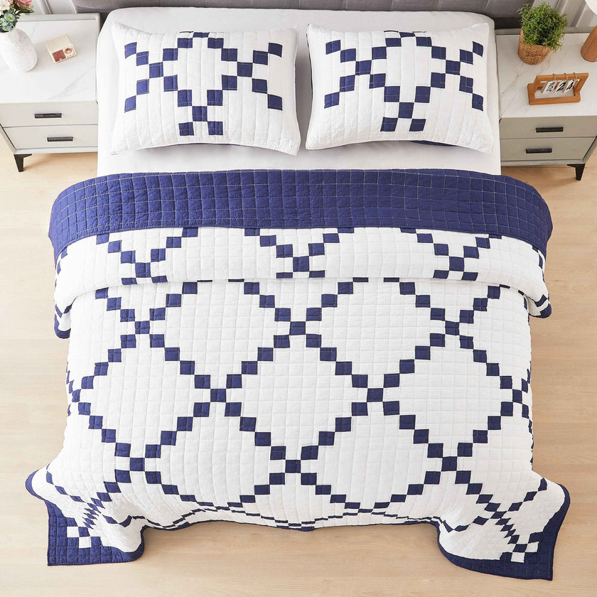 Irish Chain Patchwork Cotton Quilt Set