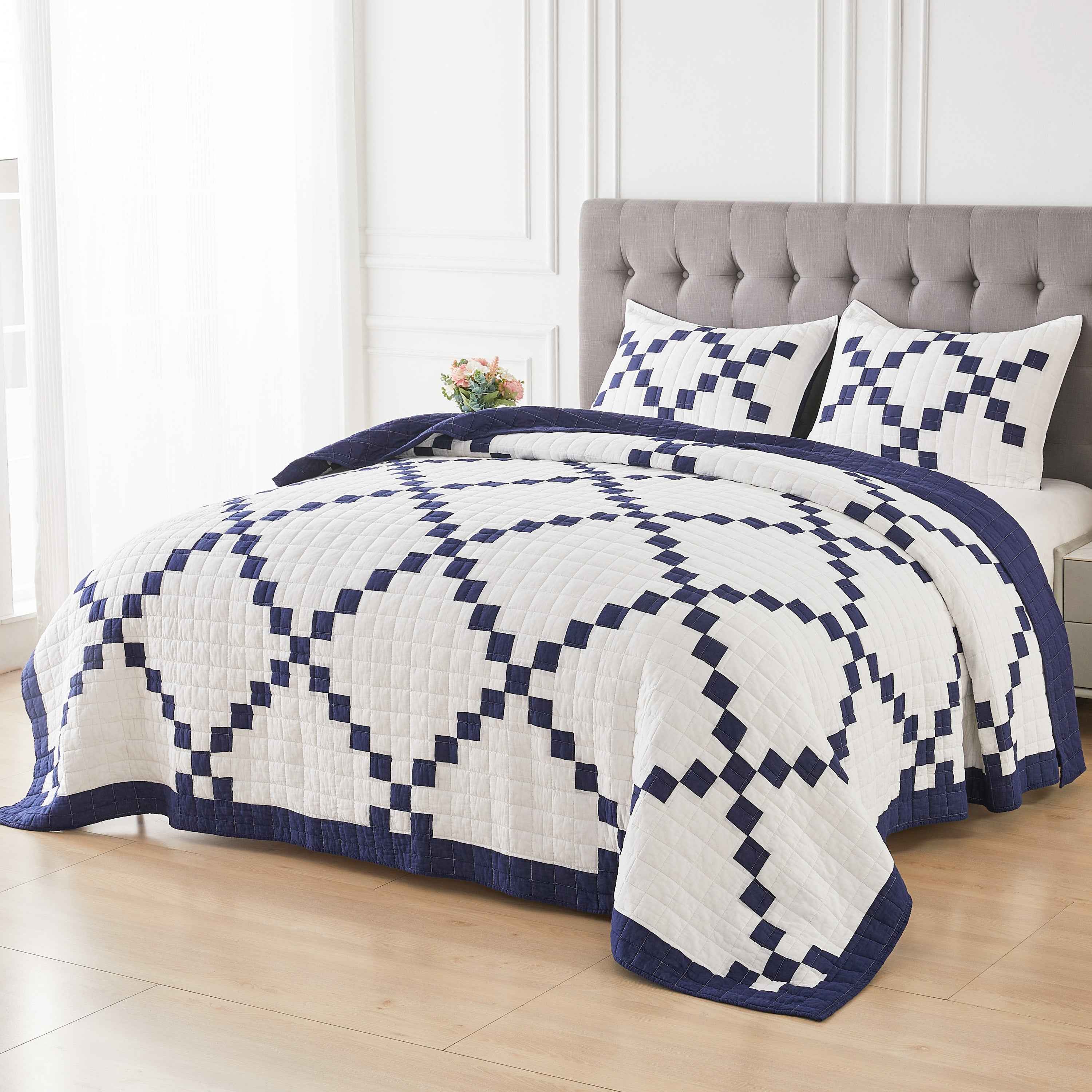 Irish Chain Patchwork Cotton Quilt Set