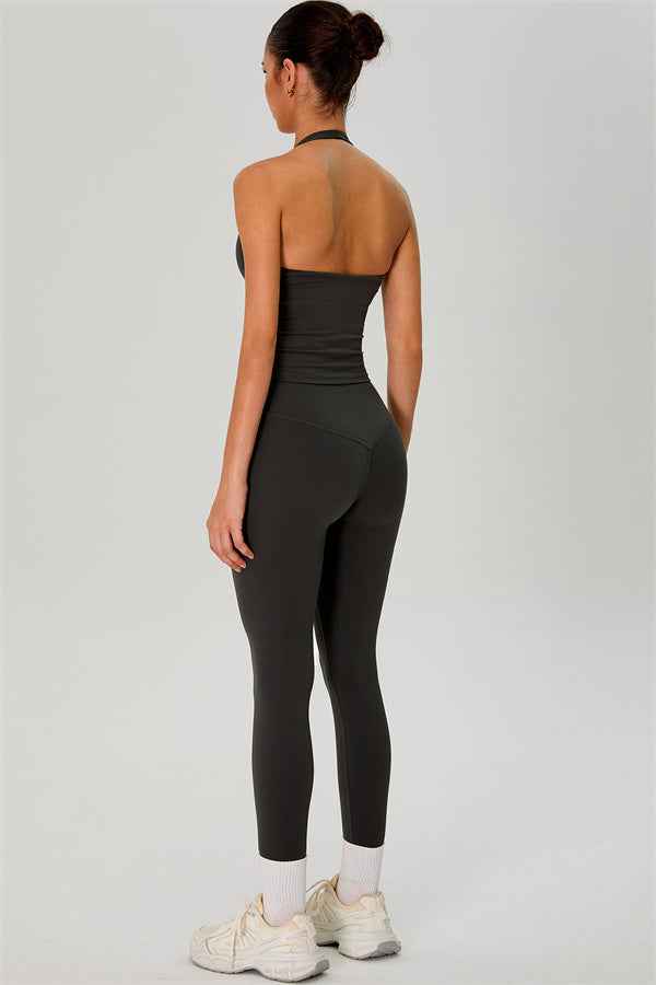 The Solid Halter Tank Top Leggings 2-Piece Set