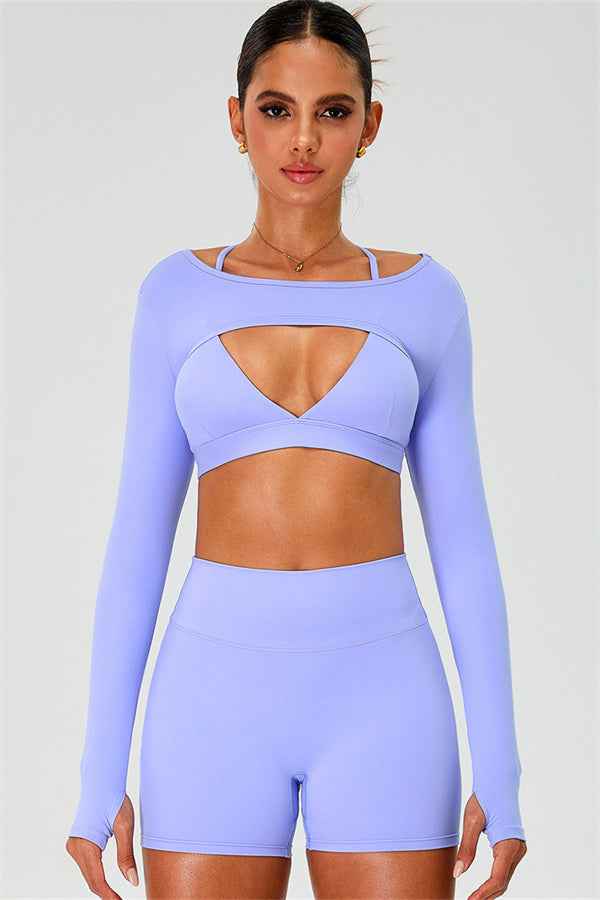 The Ember Sports Bra Crop Top Shorts 3-Piece Set