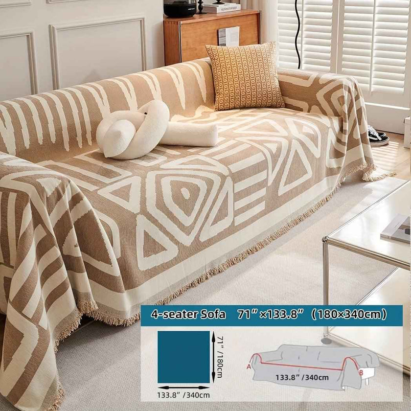Bohemian-Style Chenille Fabric Extra Long Couch Cover Anti dog scratch
