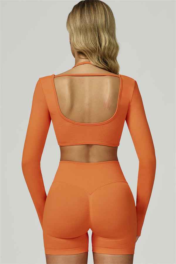 The Prime Long Sleeve Crop Top Shorts 2-Piece Set