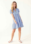 Seaside Embroidered Short Sleeve Tiered Dress