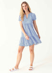 Seaside Embroidered Short Sleeve Tiered Dress