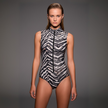 Zipper Sleeveless Swimsuit / Bodysuit / ZEBRA