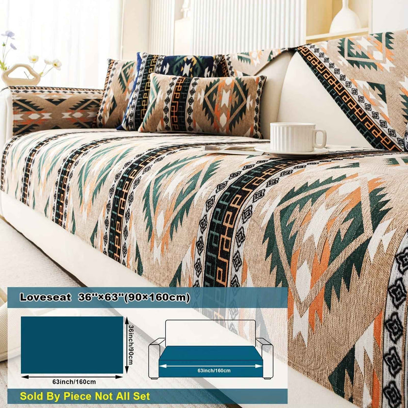 Boho Couch Cover - Chic Snow Chenille Sofa Slipcover