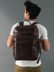 Alpha Brown Buffalo Leather Travel Backpack