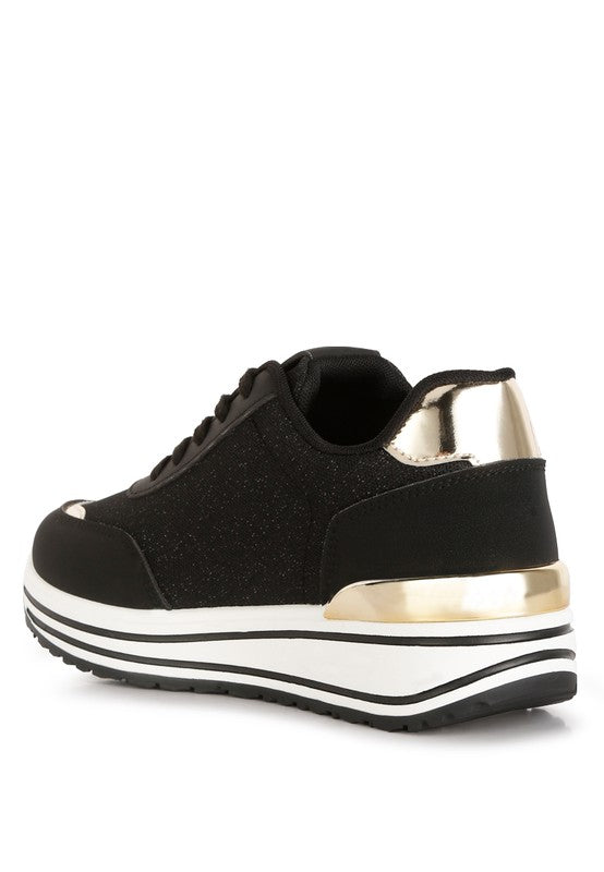 Mailys Metallic Panel Platform Sneakers - Pikemla