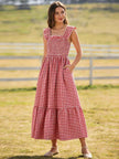 Mommy & Me Adult Dress – Red Plaid Sleeveless Outfit for Party