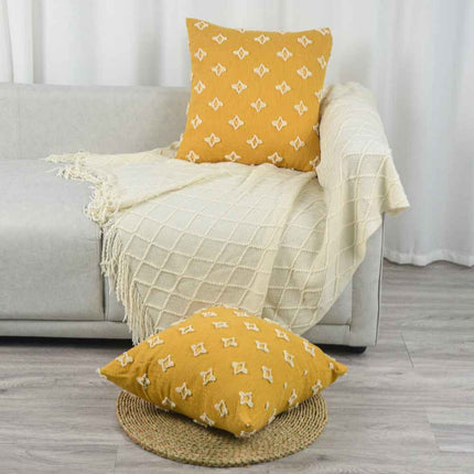 20''x20'' tufted floral 100% cotton throw pillow | 7 colors textured daisy stitch design | boho chic couch & bedroom accent | insert included