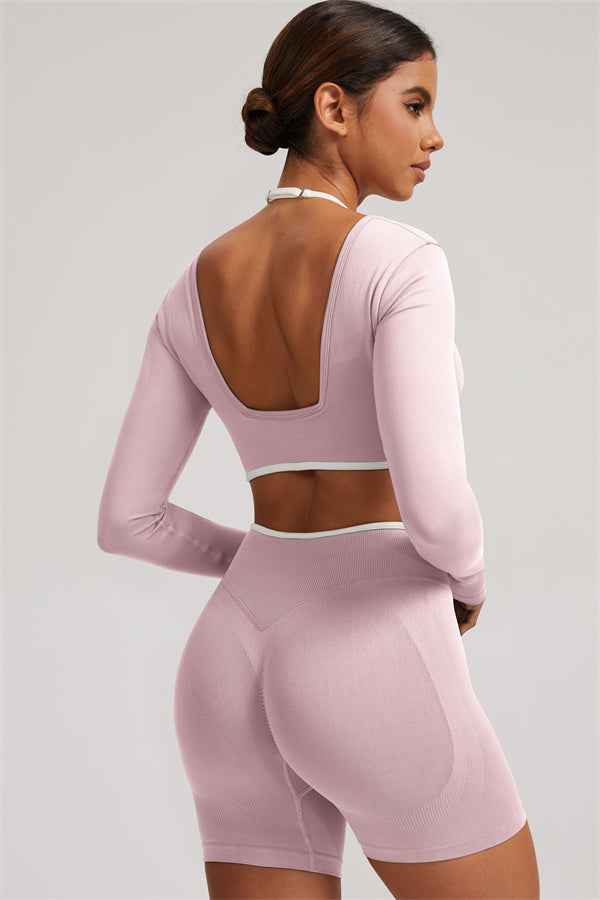 The Elevate Long Sleeve Crop top Shorts 2-Piece Set
