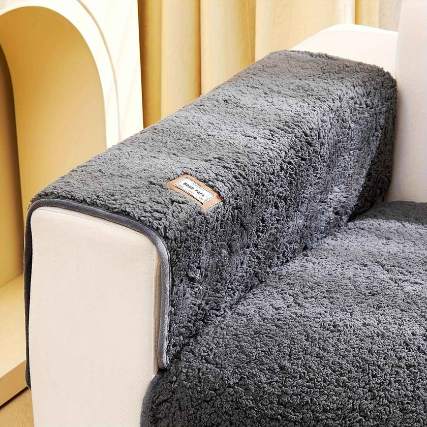 Durable 3 cushion couch cover | High-Quality Plush Sherpa Sofa Cover