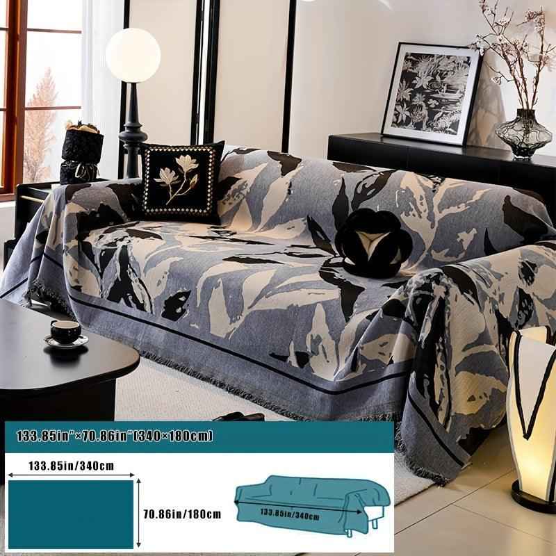 Premium Chenille Fabric Dark Green Couch Cover - All-Season Protector