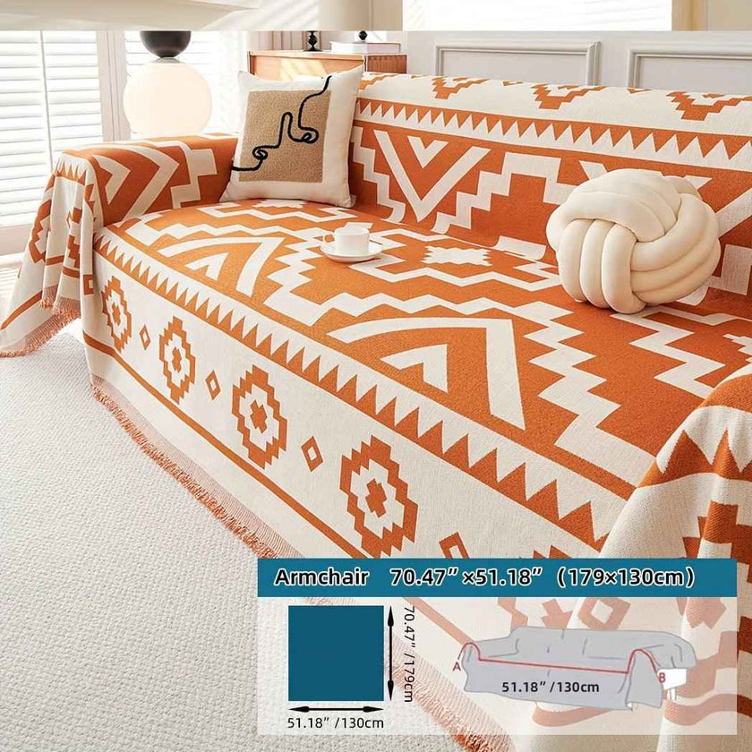 Boho-Chic All-Season Sofa Cover | Light Gray & Pet Proof Couch Cover