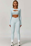 The Lavish Long Sleeve Cut-out Crop Top Leggings 2-Piece Set