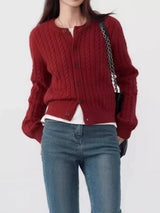 Cable-Knit Button-Down Cardigan