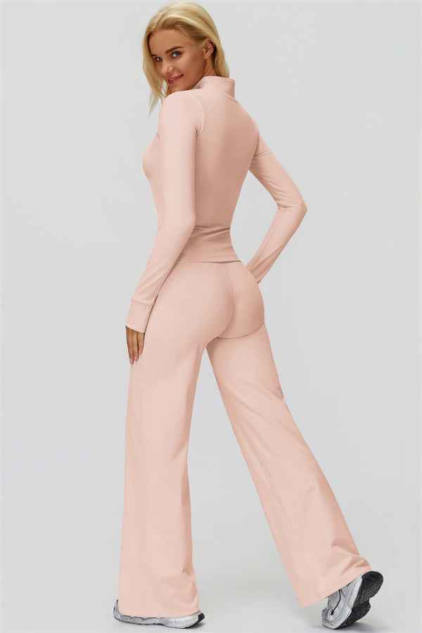 The FemmeFit Zip Jacket Straight Leg Pants 2-Piece Set