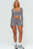The Lushness Long Sleeve Crop top Shorts 2-Piece Set