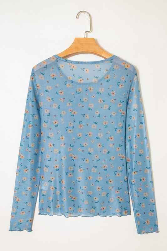Floral Mesh Long Sleeve Top